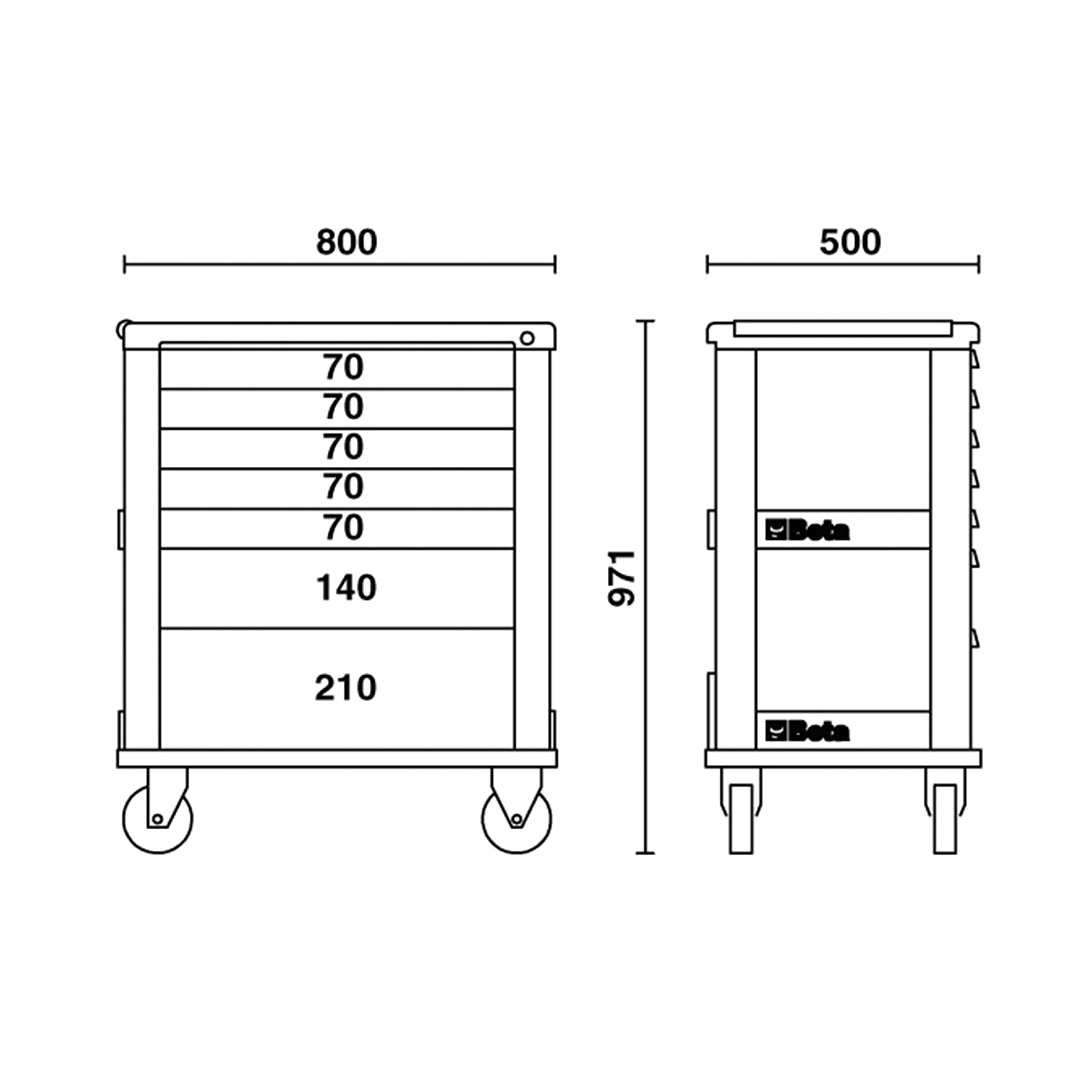 beta-c39-7-g-werkzeugwagen-7-schubladen-leer-grau-rollbar image 6