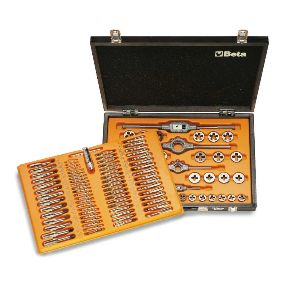 beta-446-c110-gewindebohrer-schneideisen-set-metrisch-holzkoffer image 1