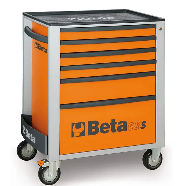 beta-c24s-6-o-werkzeugwagen-6-schubladen-orange-leer-zentralverriegelung image 1