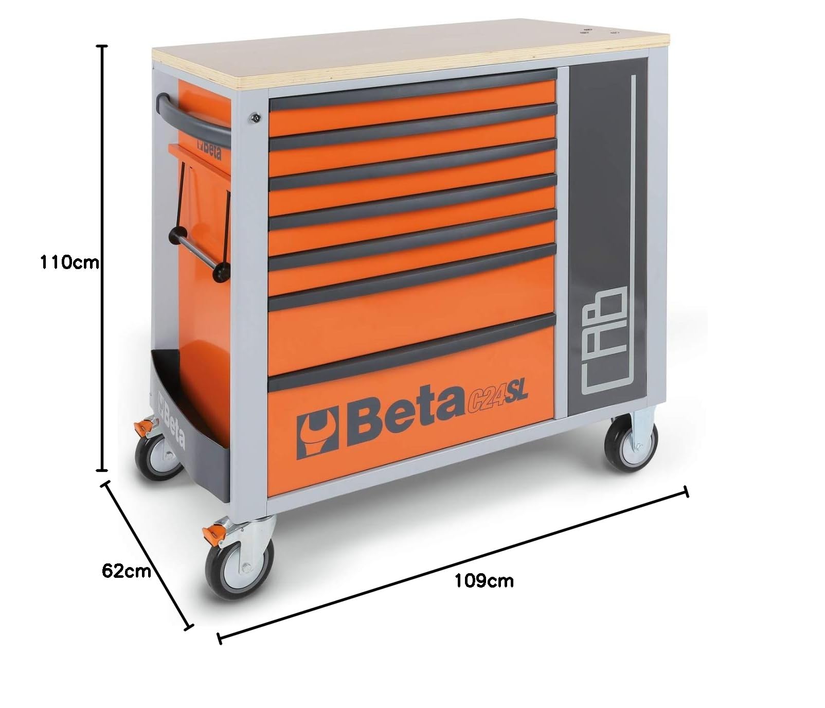 beta-c24sl-cab-g-werkzeugwagen-leer-7-schubladen-grau image 2
